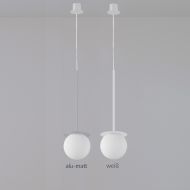 MIORI Kleine Kugelglas Pendelleuchte Halterung in Weialuminium, Signalwei.