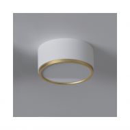 KAPS Kleine LED Deckenleuchte Die Leuchte in Signalwei mit goldenem Ring.