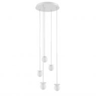 MIORI 5-flammige Kugelglas-Pendellampe Ausfhrung der Leuchte in Wei.