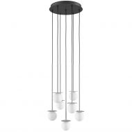 MIORI 7-flammige Kugelglas-Pendellampe Die Kaskadenleuchte in Graphit Grau.