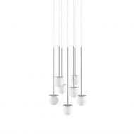 MIORI 7-flammige Kugelglas-Pendellampe Ausfhrung der Leuchte in Silber.