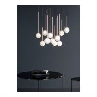 MIORI 16-light spherical glass pendant lamp Groe Designleuchte mit kupferfarbener Halterung.