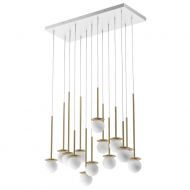 MIORI 14-flammige Kugelglas-Pendellampe Elegante, goldfarbene Halerung der Pendellampe.