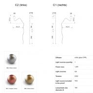 MIORI Wandleuchte mit Kugelglas Abmessungen der Wandleuchte.