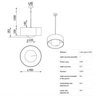 KOBE Pendellampe Holz und Opalglas Abmessung der Pendellampe aus Holz.