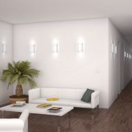 WANIA Semicircular wall light with white PMMA shade 50 cm Halb-zylindrische Wandleuchte mit weiem PMMA Diffusor.