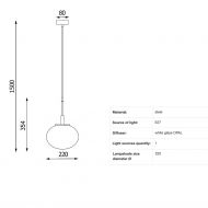 OPRA Opalglas-Pendellampe klein Abmessungen der Pendellampe.