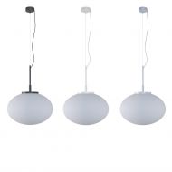 OPRA Opalglas-Pendellampe gro Pendellampe mit Haltungen Schwarz, Wei, Alu (Weialuminium)