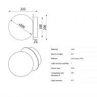 MIORI ceiling light with spherical glass  20 cm Abmessungen der  Kugel-Wandlampe.