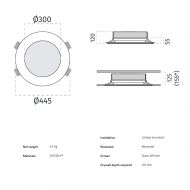 DROM Decken-Einbauleuchte wie Oberlicht Einbau-Deckenleuchte Datenblatt.