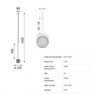 CLAR Kleine LED Pendelleuchte Abmessungen der kleinen Leuchte.