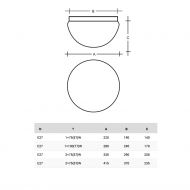 ADEL Halbrunde Wandlampe aus Opalglas Abmessung der Deckenlampe.