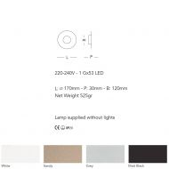 MICKEY Flat ceiling lamp 1-light Abmessung der flachen Deckenlampe.