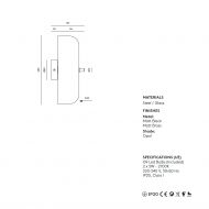 ATIL Wandleuchte mit lnglichem Opalglas Abmessungen der spanischen Wandleuchte.