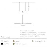 PETIT Lange Design Hngeleuchte Abmessungen der langen Deckenlampe (Driver extern).