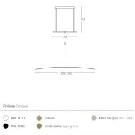 PETIT Lange Design Hngeleuchte Abmessungen der langen Deckenlampe.