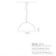 AMEDEO Halbkugel Pendelleuchte Oberflche Corten Abmessung der Halbkugel-Pendelleuchte.