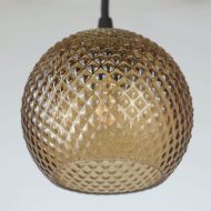 MINI KNAP BALL Pendelleuchte mit gepresstem Glas Lampenglas mit feinem Rauten-Muster.
