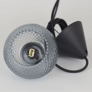 MINI KNAP BALL Pendelleuchte mit gepresstem Glas Kleine Pendellampe, Lampenglas Rauch-Grau.