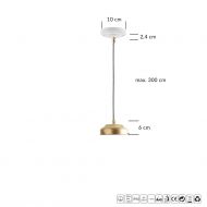 ALVA Hngeleuchte aus Messing - Glasschirm opal Aufhngung Messing Hngeleuchte, Textilkabel.