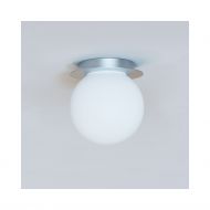 MIORI Kleine Deckenleuchte mit Kugelglas  16 cm Kugel-Deckenleuchte, Haltung Lackierung Silber.