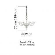 BEAU Italienischer Glas-Kronleuchter Glas-Kronleuchter von 89 cm Durchmesser.