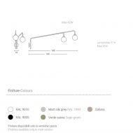 SAN BABILA Wandlampe mit zwei langen Auslegern Abmessungen Ausleger-Wandleuchte von 145 und 185 cm.