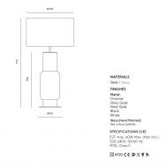 NOA Moderne Tischleuchte Abmessungen der Tischleuchte.