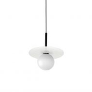 LAORI Design Pendelleuchte mit Opalglas-Kugel Pendellampe mit Alabaster-Scheibe.