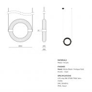 NELLI Ring-shaped designer pendant light Abmessungen der  Ring-Pendelleuchte.