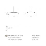 BORN Pendelleuchte in Aluminium poliert Abmessungen der Hngelampe.