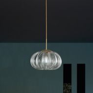 SOGAR Hochwertige Glas-Pendelleuchte Glas-Pendellampe mit gewlbten Glas in transparent.