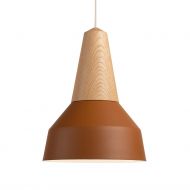 EIKON BASIC pendant light made of wood and metal EIKON Pendelleuchte: Eiche, Schirm Amber.