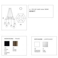 HEART 6-flammiger italienischer Kronleuchter Design-Kronleuchter in Bronze od. Schwarz.