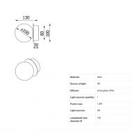 MIORI Small wall light with spherical glass  10 cm Abmessungen der kleinen Kugel-Wandlampe.