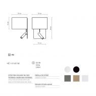 RUM II Wandleuchte mit Zugschalter und Leselicht Abmessungen der Wandlampe mit Zugschalter..