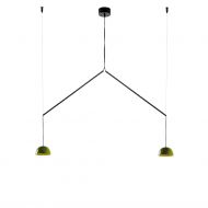 ABSIDIOLA MOBILE Doppel-Pendellampe mit Keramikschirm Doppel-Hngeleuchte mit grnen Keramikschirmen.