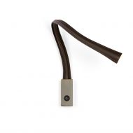 FLEXILED Wandleuchte mit flexiblen Wandarm Leder Moderne Wandleuchte mit Flexarm und Kipp-Schalter am Gehuse.