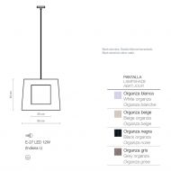 INDIANA C Hngelampe elegantem Organza-Schirm Mae und Texilien der Hngeleuchte.