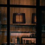 INDIANA C Hngelampe elegantem Organza-Schirm Schwarzer Gaze-Lampenschirm.