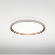 HENNESSY Flache Deckenleuchte mit Up-light Deckenlampe mit Ring-Halterung in Silber/Kupfer.