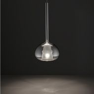 BEBA 3-flammige Glas-Pendellampe Farb- und Lichtwirkung der Leuchte mit Chrom-Schirm.