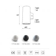 POXA Wandleuchte Up & Down Wandleuchte Abmessungen.