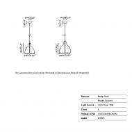 VENICE pendant lamp with ceramic shade Abmessungen der Pendellampe.