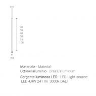 TRATTI rod pendant light dark burnished brass 50 cm Stab-H�ngeleuchte L�ngen.