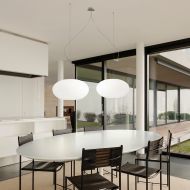 AIH High-quality glass pendant light, 2-light Pendelleuchte fr Esstisch, kleines ovales Glas.