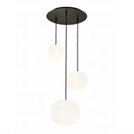 ACAI Opalglas Pendelleuchte 3-flammig Kaskade Kaskaden-Leuchte, Halterung in matt Schwarz.