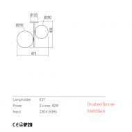 TELIS Moderne Deckenleuchte Abmessung der Opalglas-Deckenleuchte.