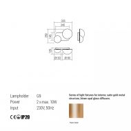 LUMIEN Moderne Wandleuchte 3-flam. Abmessungen der Wandleuchte.