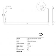 ACROBAT Design-Hngeleuchte in Schwarz Abmessungen der schmalen Hngeleuchte.